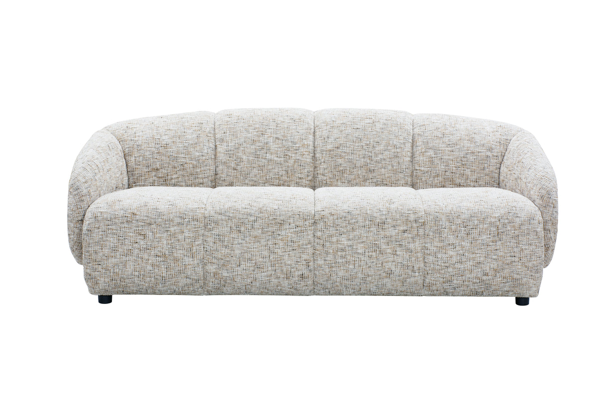 Santorini beige curved 3 seater sofa – front view
