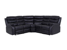 Roma Manual Recliner Corner Sofa Black Leather - Dante Furniture