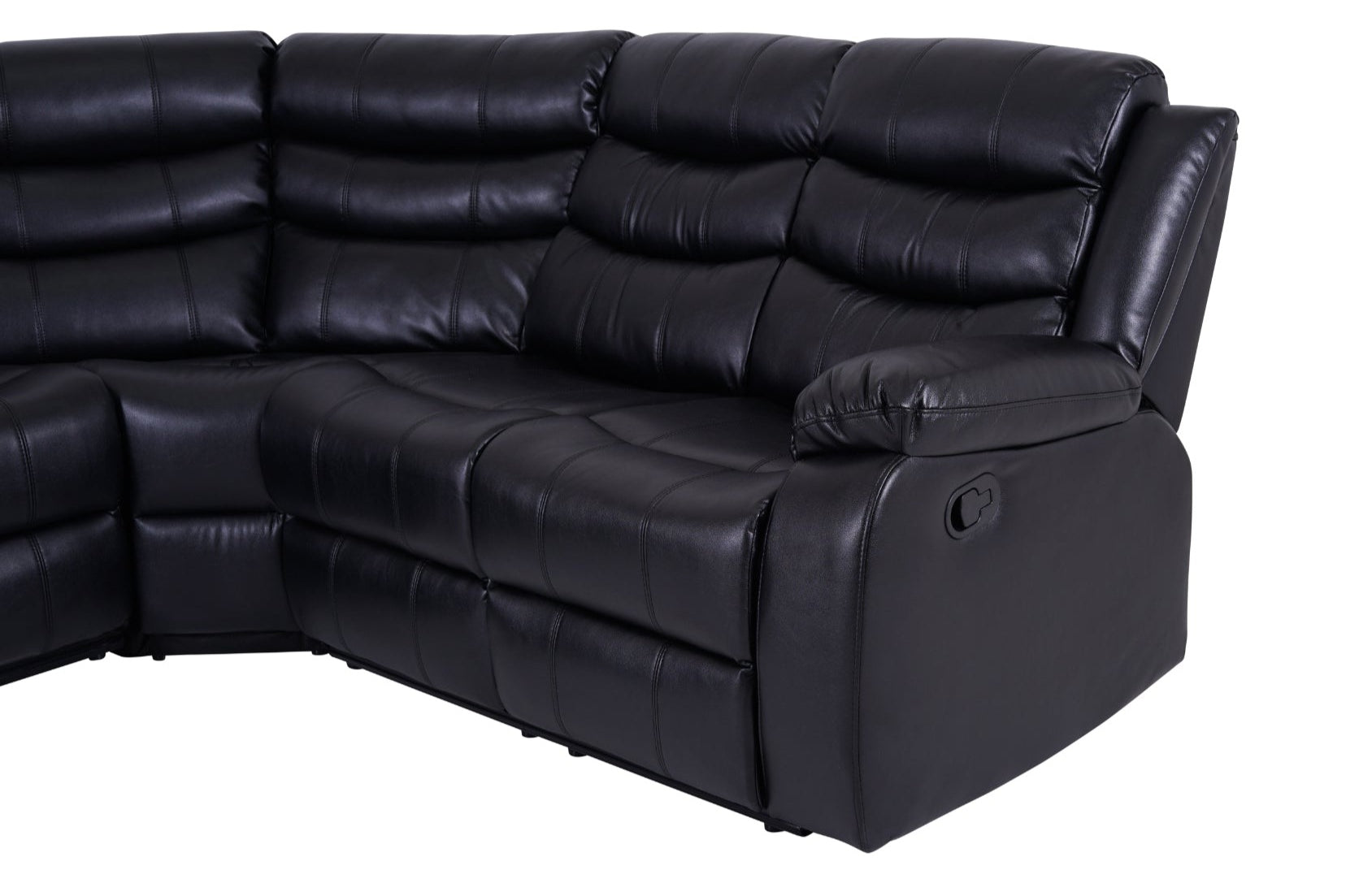 Roma Manual Recliner Corner Sofa Black Leather - Dante Furniture