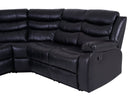 Roma Manual Recliner Corner Sofa Black Leather - Dante Furniture