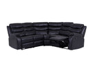 Roma Manual Recliner Corner Sofa Black Leather - Dante Furniture