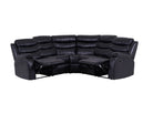 Roma Manual Recliner Corner Sofa Black Leather - Dante Furniture