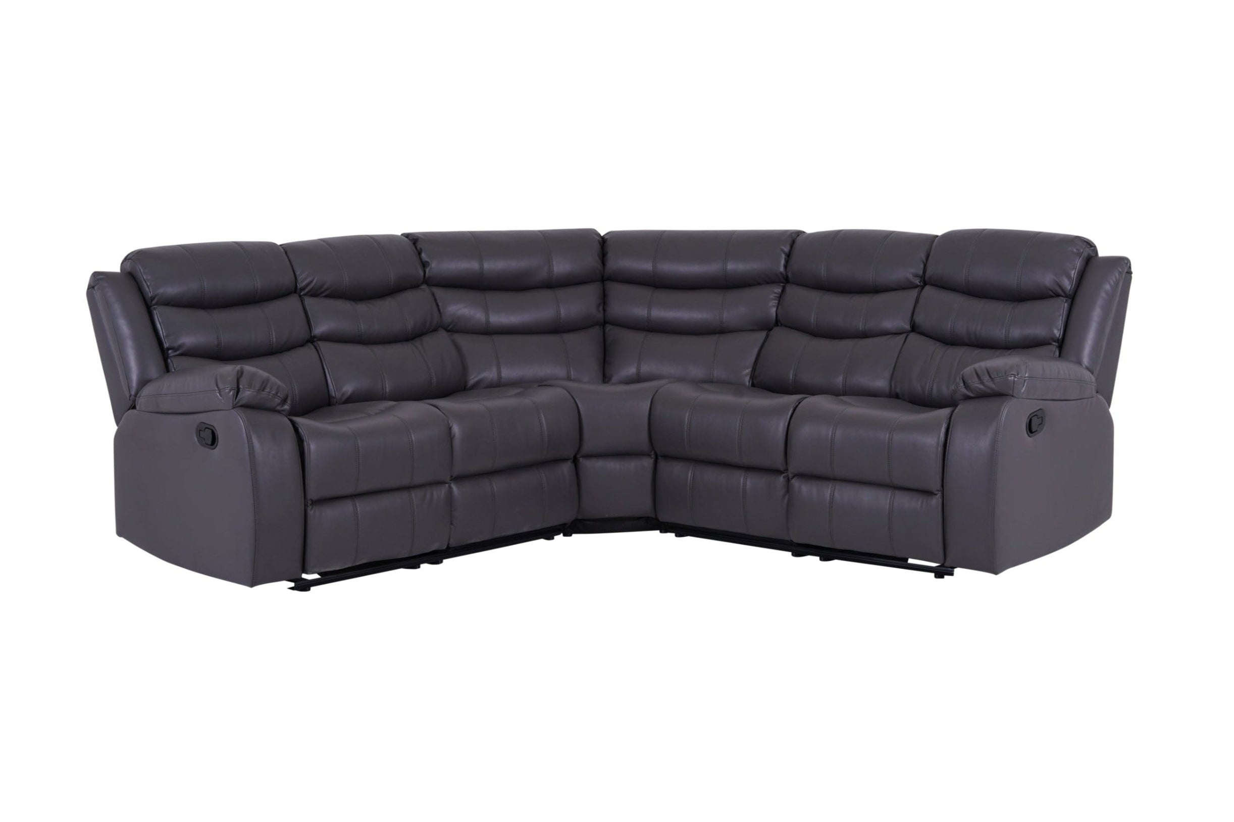 Roma Manual Recliner Corner Sofa Grey Leather - Dante Furniture