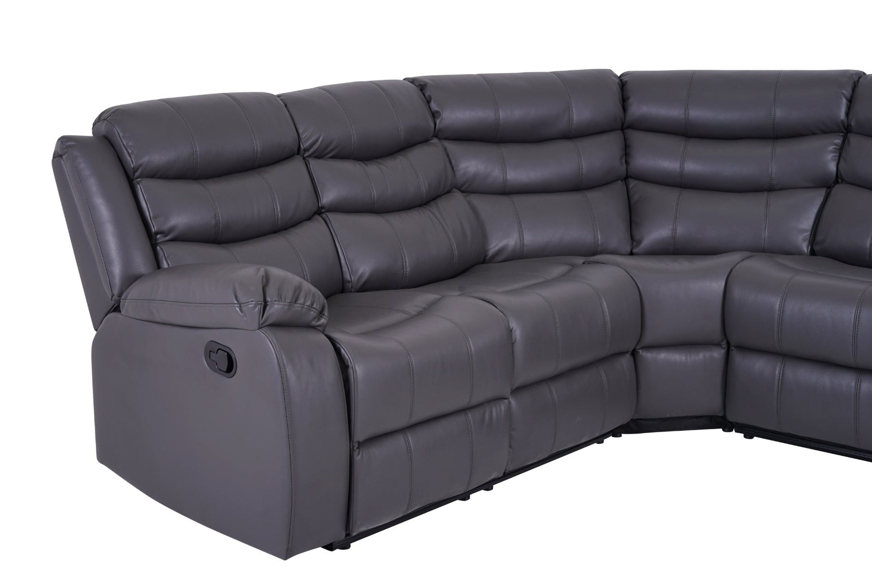 Roma Manual Recliner Corner Sofa Grey Leather - Dante Furniture