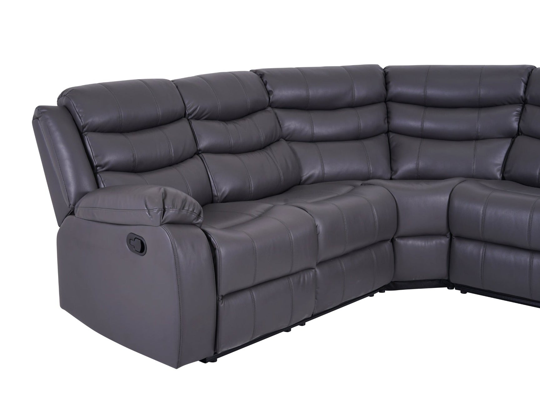 Roma Manual Recliner Corner Sofa Grey Leather - Dante Furniture