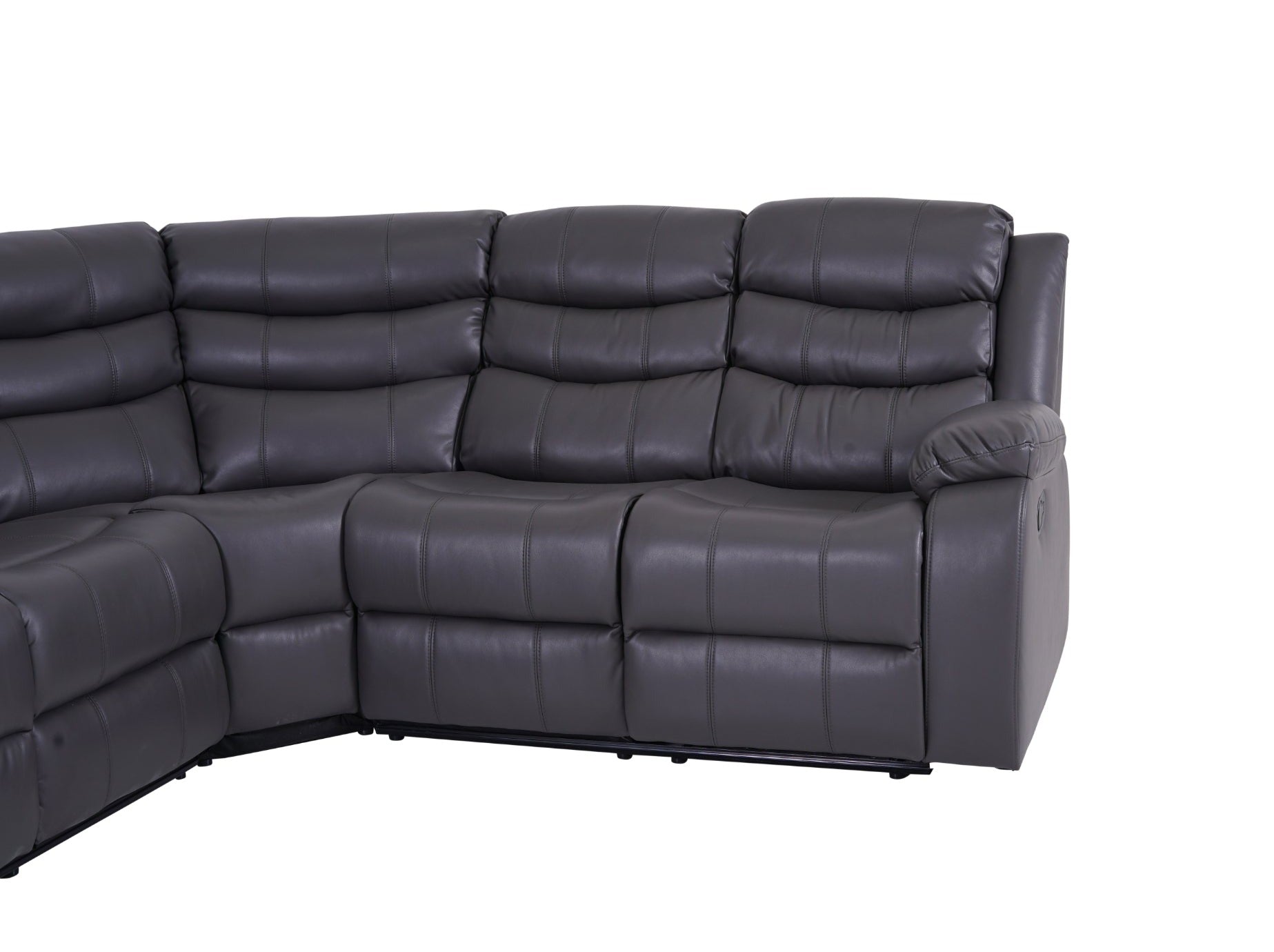 Roma Manual Recliner Corner Sofa Grey Leather - Dante Furniture