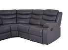 Roma Manual Recliner Corner Sofa Grey Leather - Dante Furniture