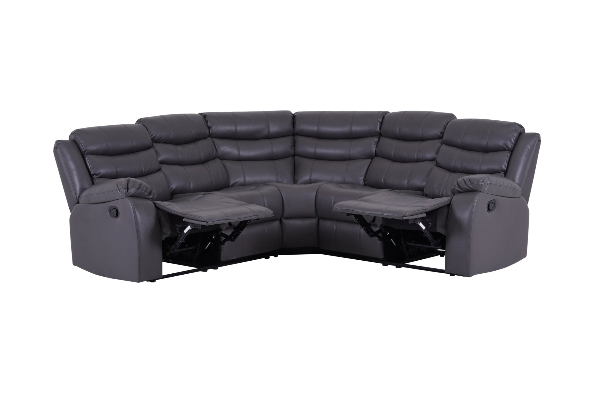 Roma Manual Recliner Corner Sofa Grey Leather - Dante Furniture