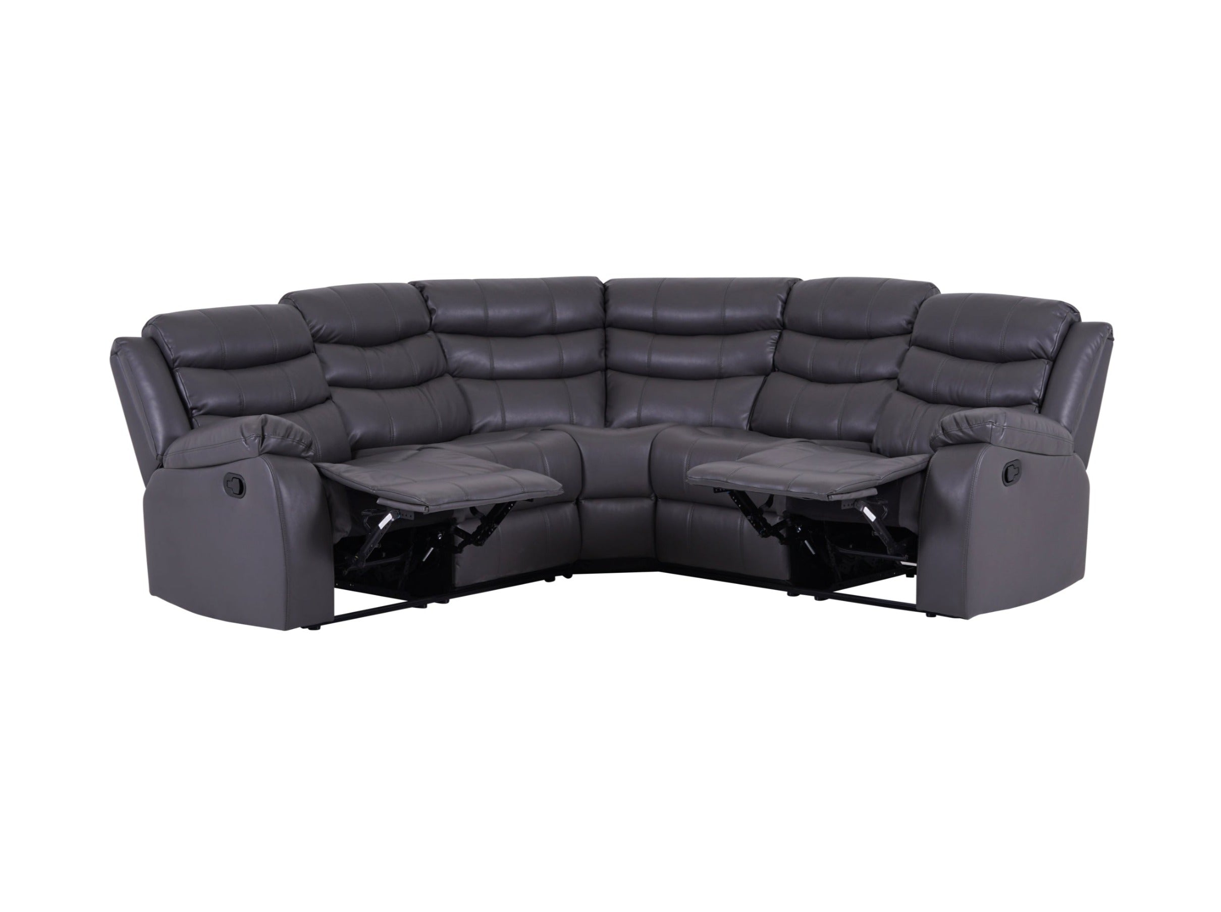 Roma Manual Recliner Corner Sofa Grey Leather - Dante Furniture
