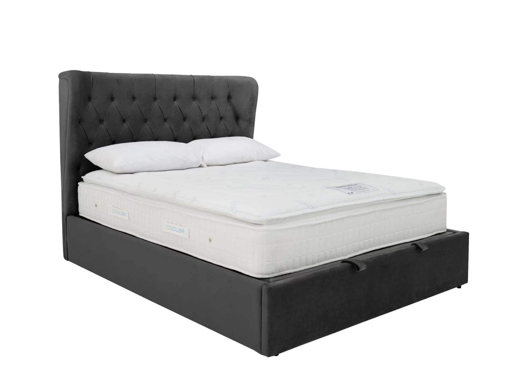 Calypso Velvet Smoke Ottoman Bed - Dante Furniture