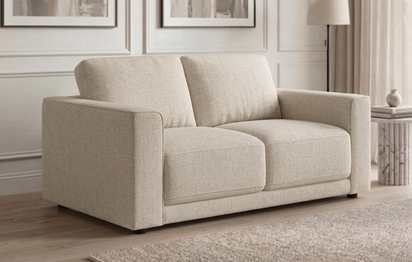 Luca 2 Seater Sofa – Oatmeal Chenille - Dante Furniture