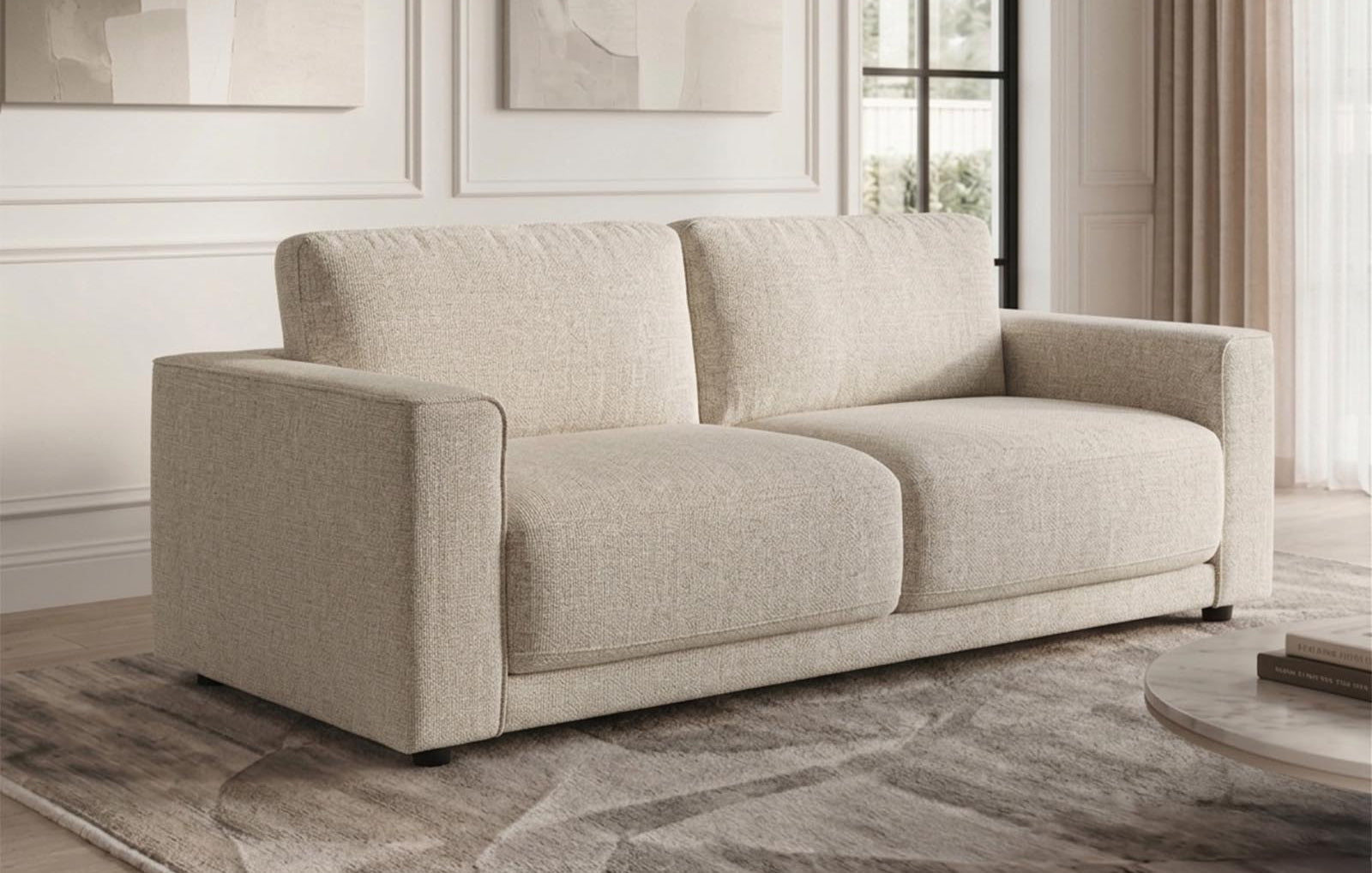 Luca 3 Seater Sofa – Oatmeal Chenille - Dante Furniture
