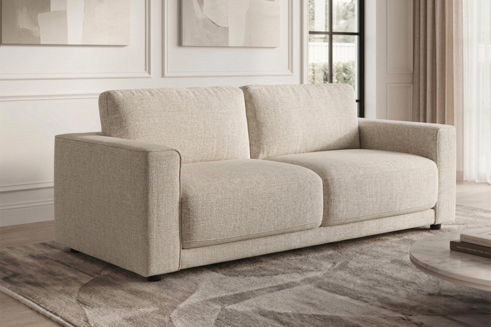 Luca 3 Seater Sofa – Oatmeal Chenille - Dante Furniture