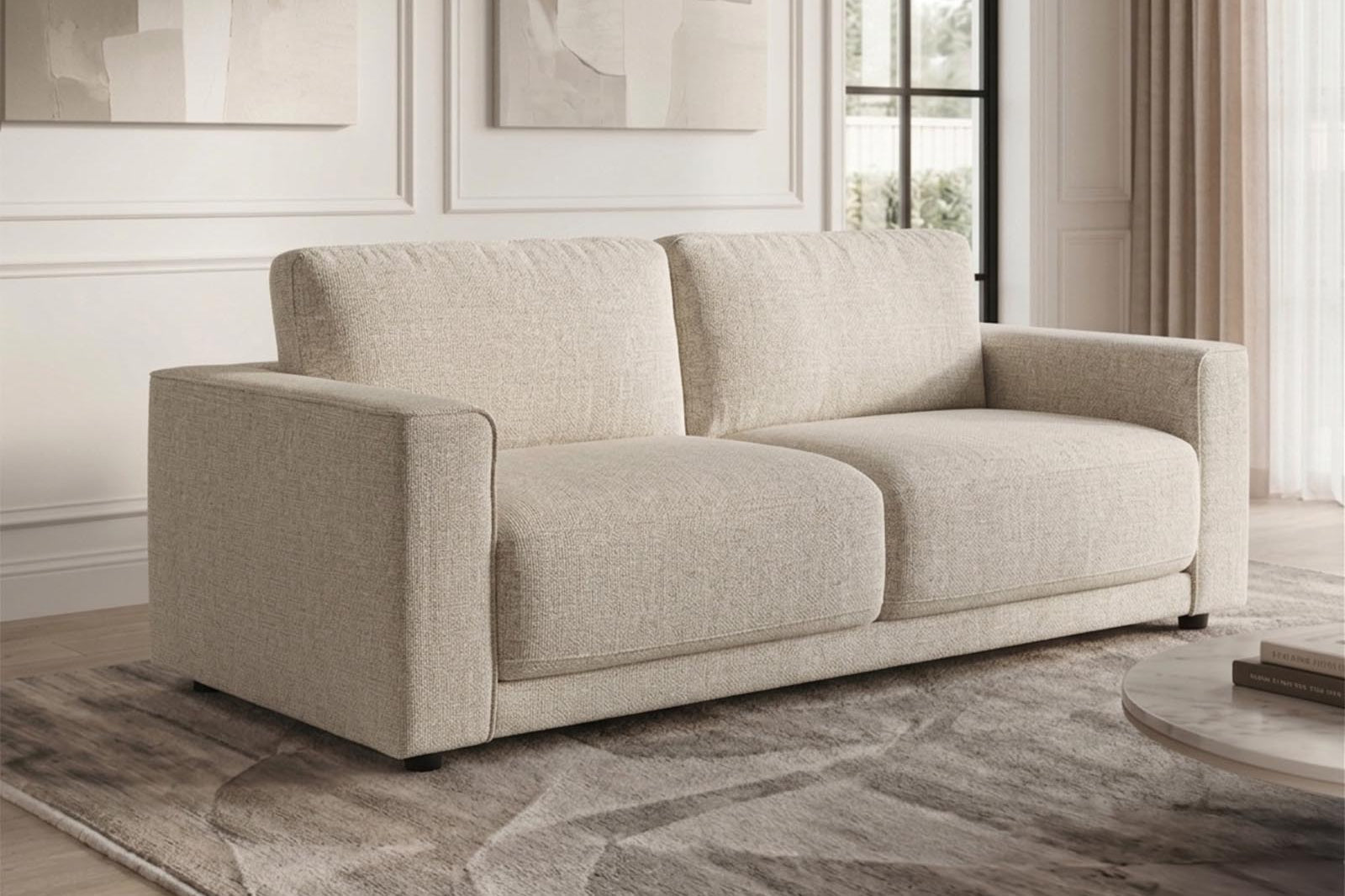Luca 3 Seater Sofa – Oatmeal Chenille - Dante Furniture