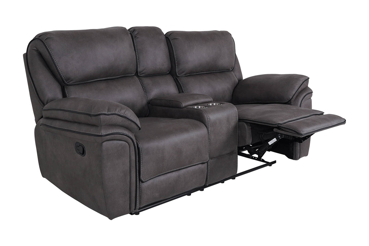 Monaco 2 Seater Console Recliner Sofa Grey