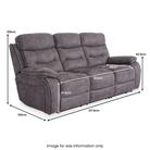 Noah 3 Seater Grey Fabric Recliner Sofa - Dante Furniture