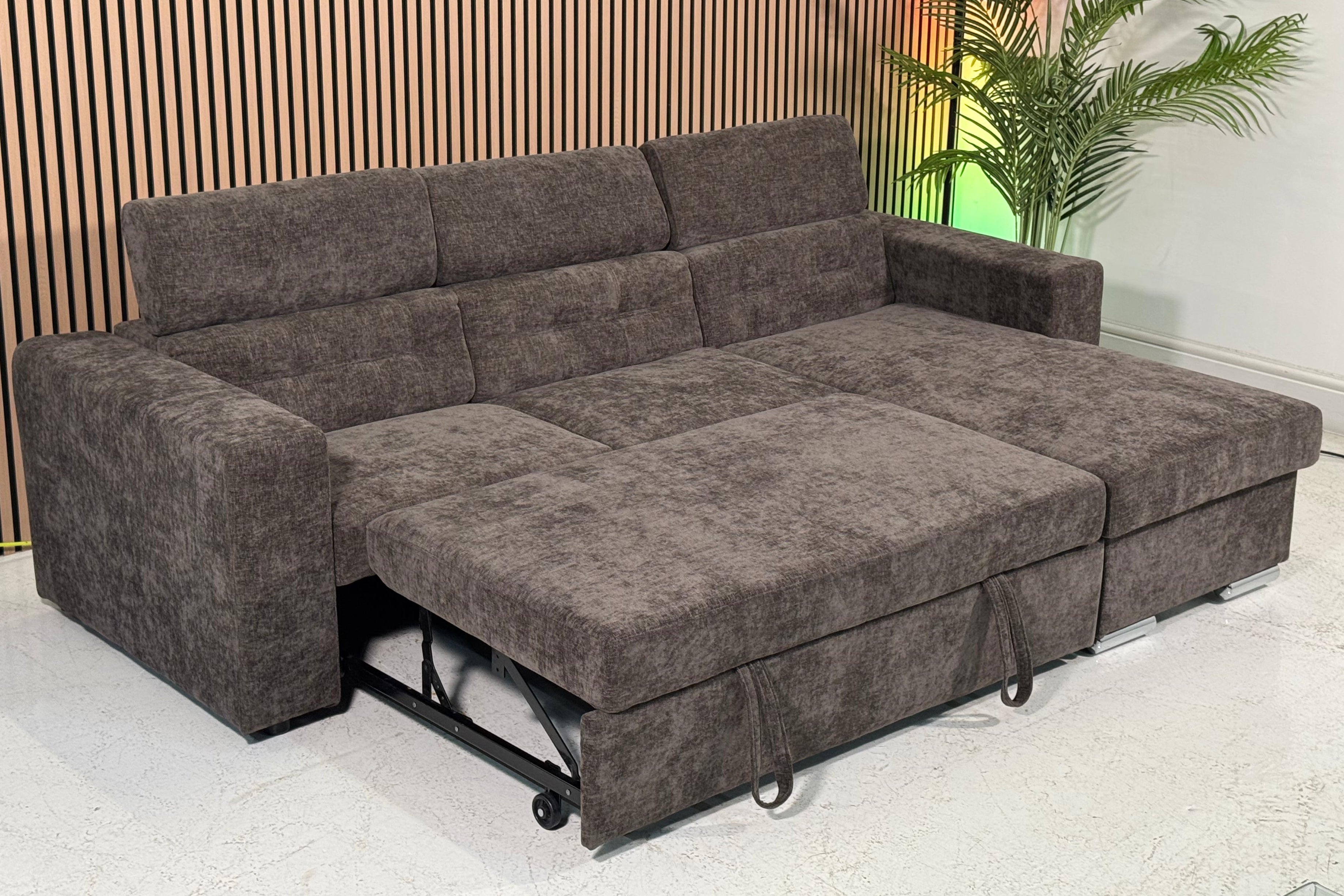 Siena Corner Sofa Bed Fabric - Brown - Dante Furniture