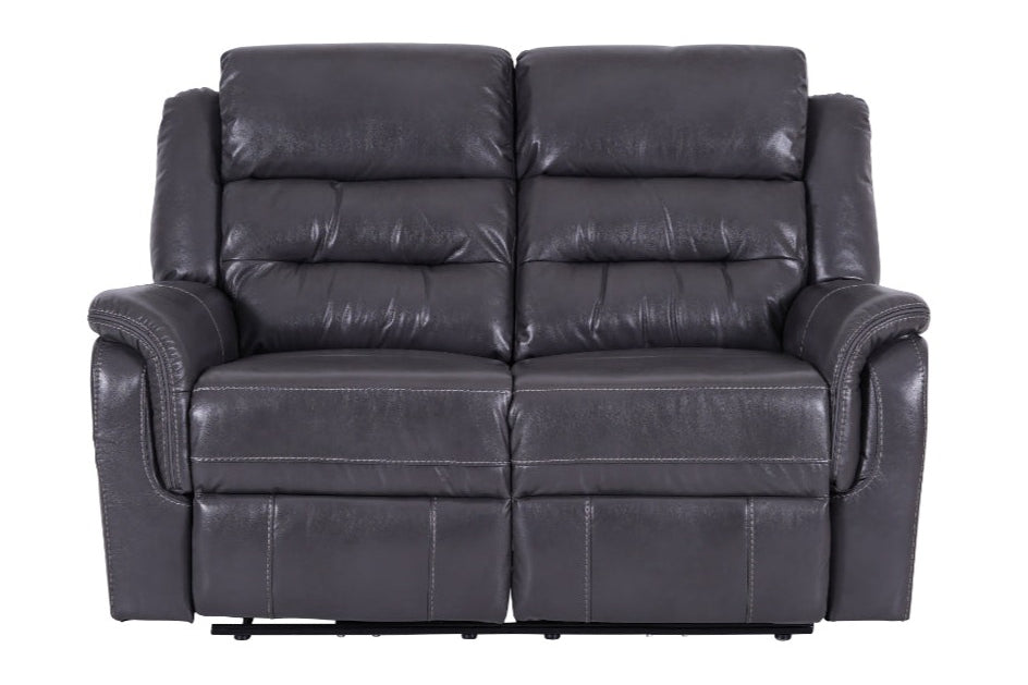 Turin 2 Seater Leather Recliner Sofa - Grey - Dante Furniture