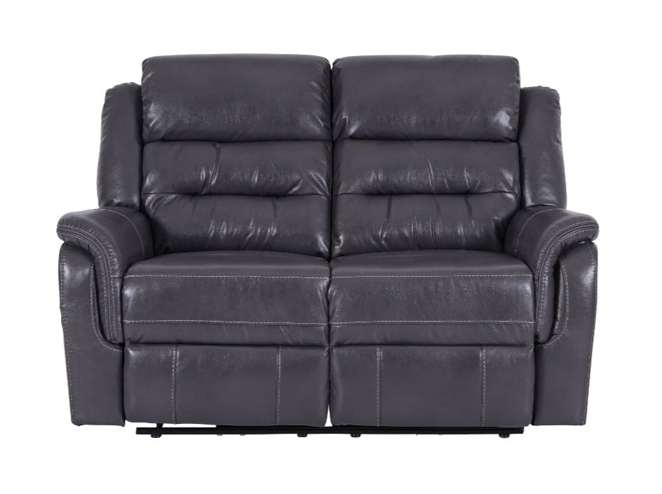 Turin 2 Seater Leather Recliner Sofa - Grey - Dante Furniture
