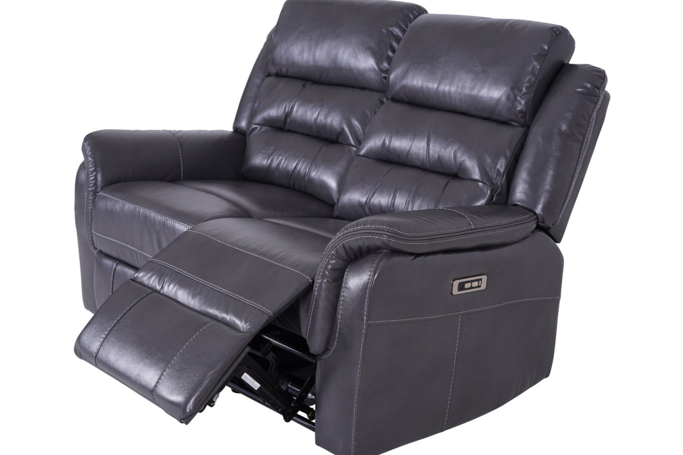 Turin 2 Seater Leather Recliner Sofa - Grey - Dante Furniture