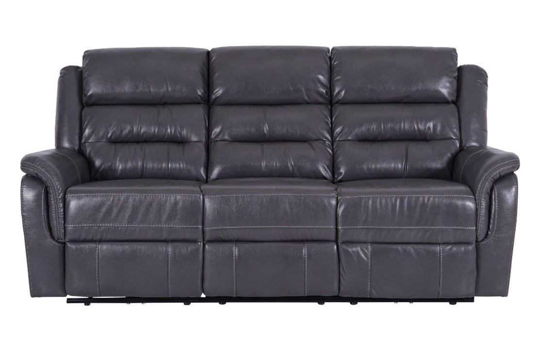 Turin 3 Seater Leather Recliner Sofa - Grey - Dante Furniture