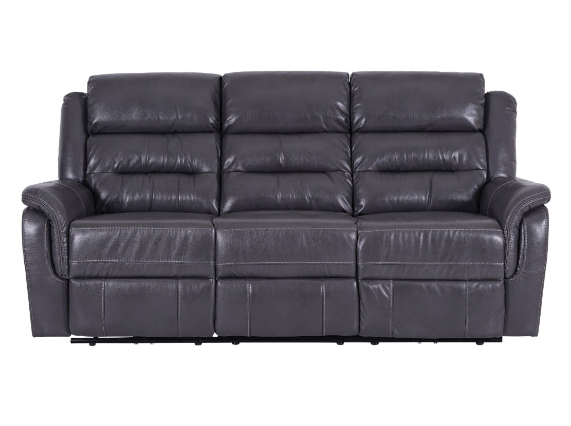 Turin 3 Seater Leather Recliner Sofa - Grey - Dante Furniture