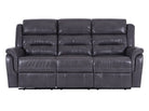 Turin 3 Seater Leather Recliner Sofa - Grey - Dante Furniture
