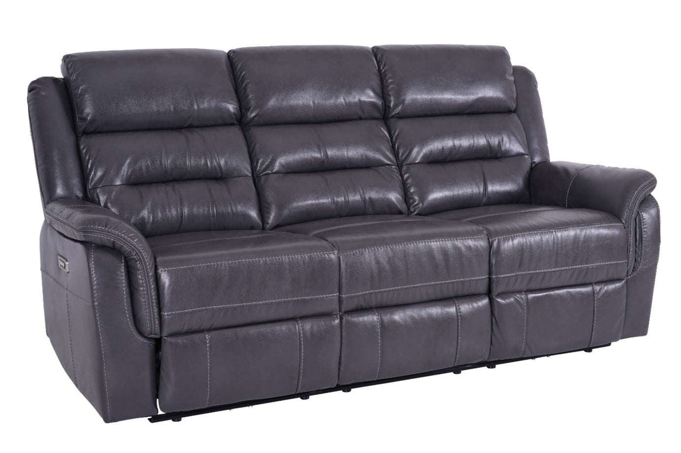 Turin 3 Seater Leather Recliner Sofa - Grey - Dante Furniture