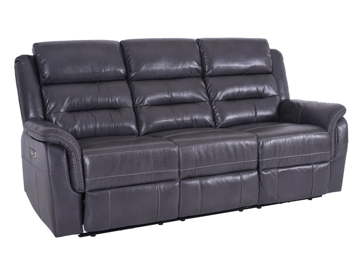 Turin 3 Seater Leather Recliner Sofa - Grey - Dante Furniture