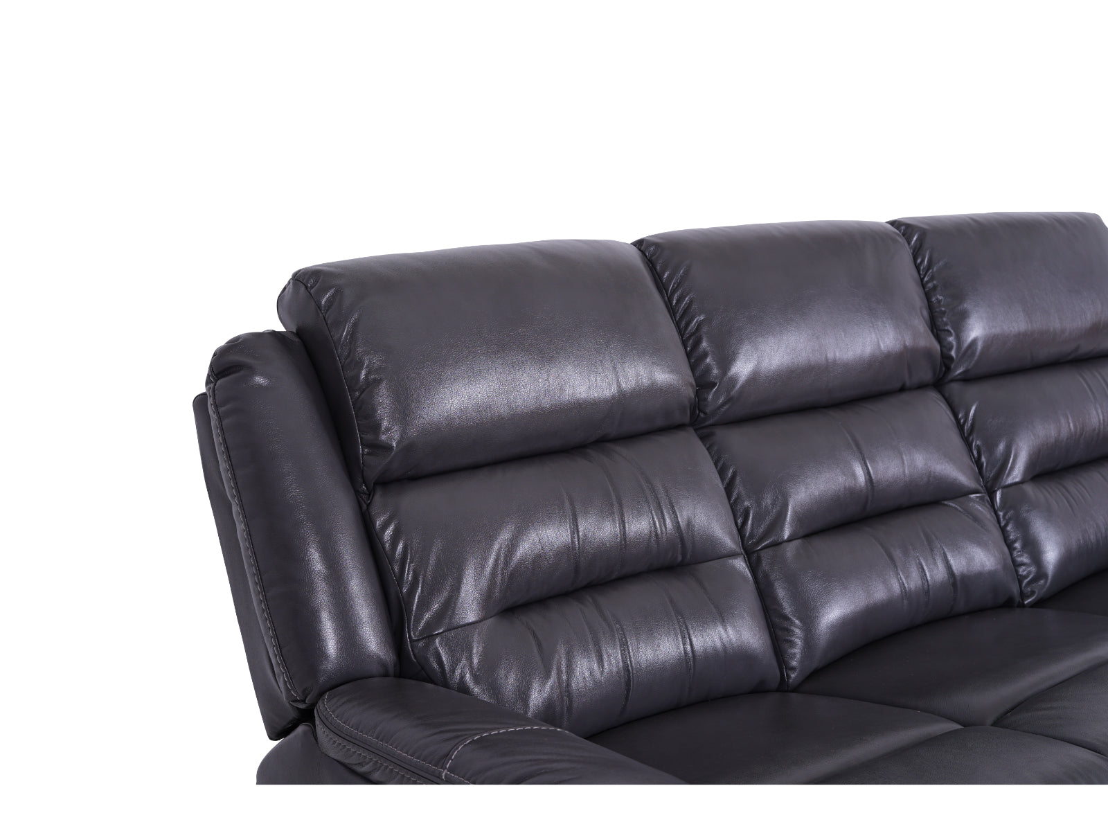 Turin 3 Seater Leather Recliner Sofa - Grey - Dante Furniture