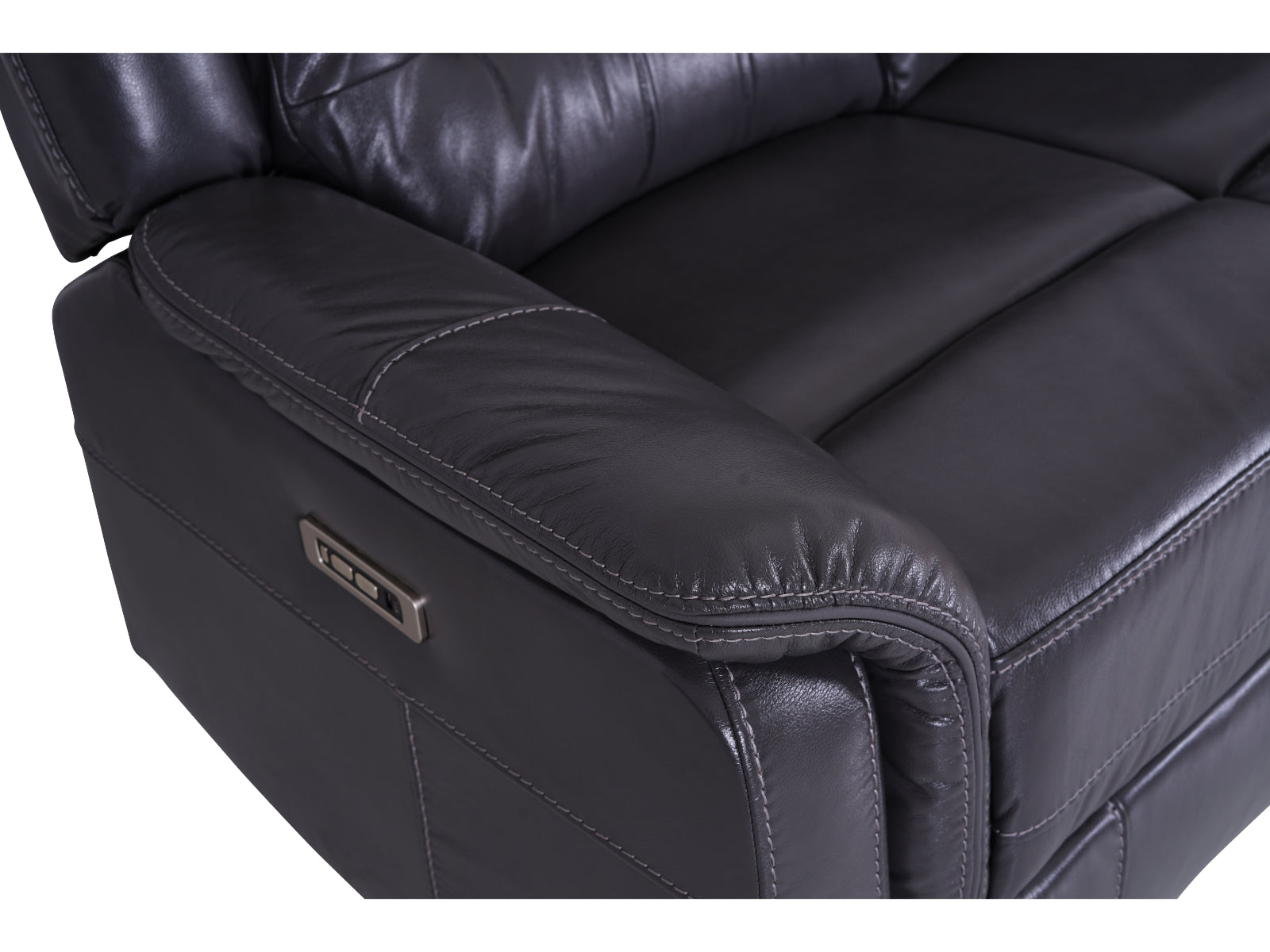 Turin 3 Seater Leather Recliner Sofa - Grey - Dante Furniture