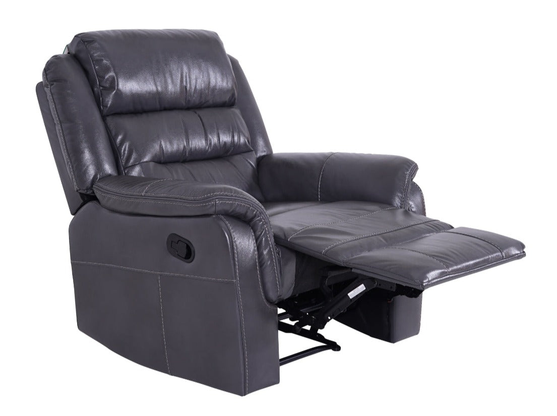 Turin Leather Recliner Armchair - Grey - Dante Furniture