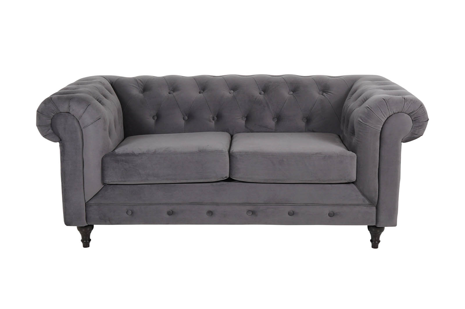 Chesterfield 2 Seater - Plush Grey - Dante Furniture