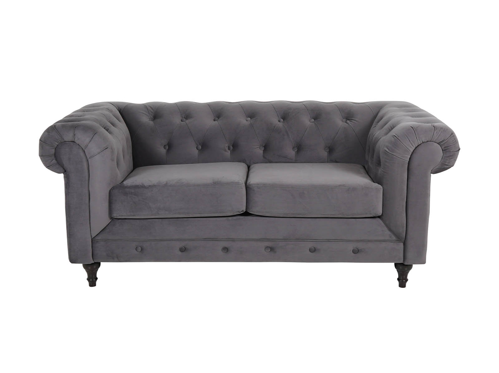 Chesterfield 2 Seater - Plush Grey - Dante Furniture