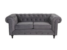 Chesterfield 2 Seater - Plush Grey - Dante Furniture