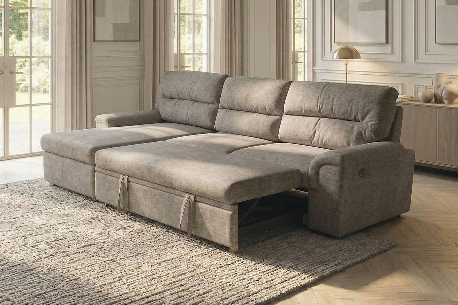 Verona Corner Sofa Bed Fabric LHF - Dark Grey - Dante Furniture