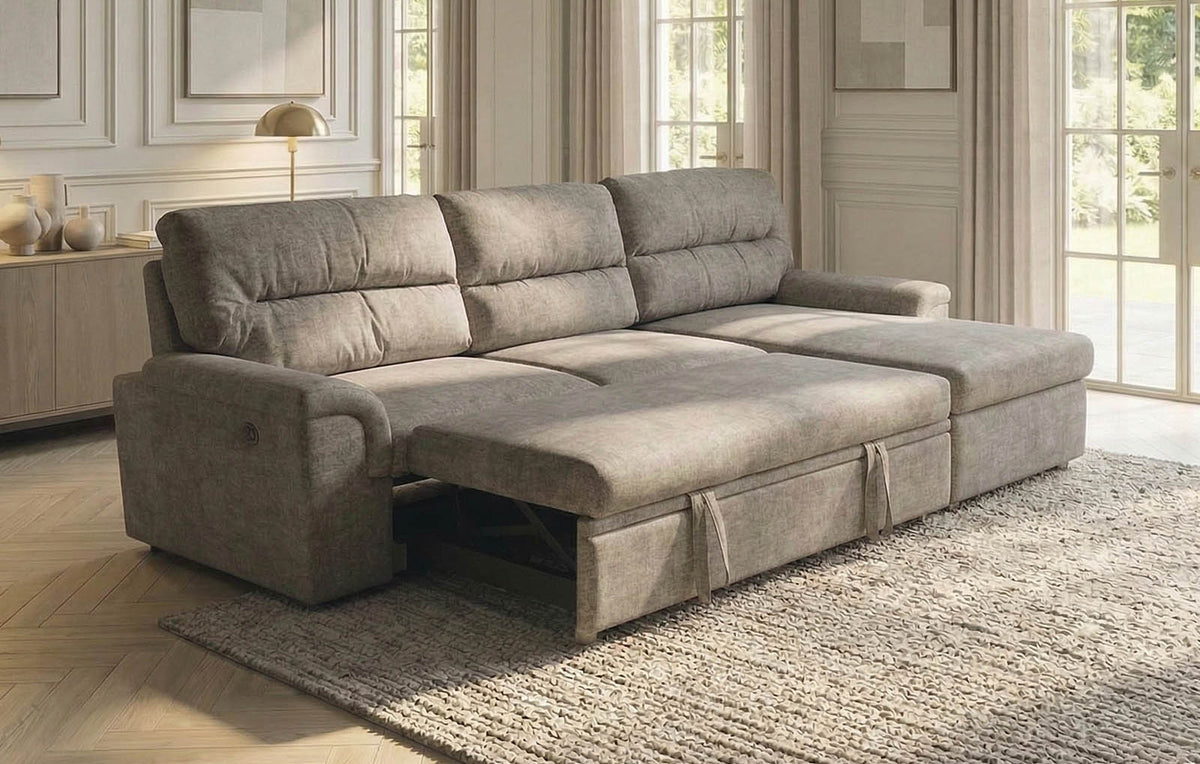 Verona Corner Sofa Bed Fabric RHF - Dark Grey - Dante Furniture