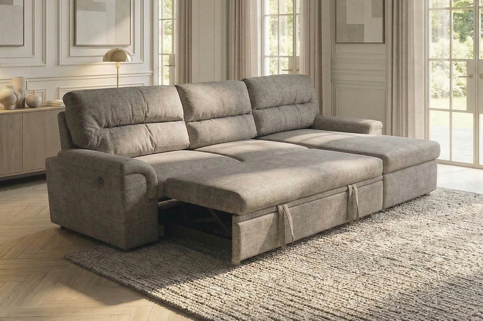 Verona Corner Sofa Bed Fabric RHF - Dark Grey - Dante Furniture