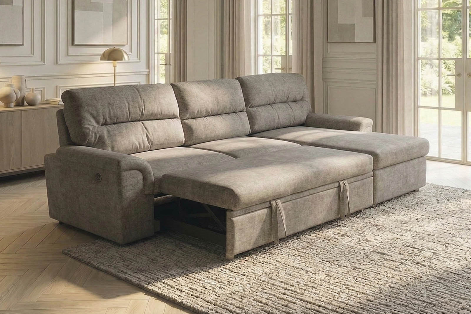Verona Corner Sofa Bed Fabric RHF - Dark Grey - Dante Furniture