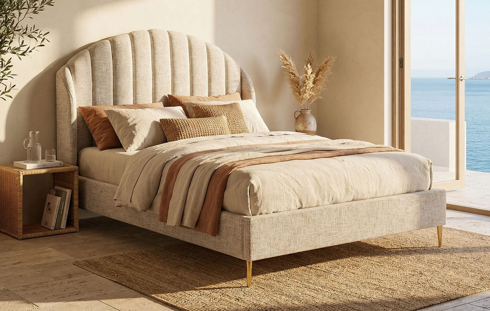 Santorini Bed Frame - Beige - Dante Furniture