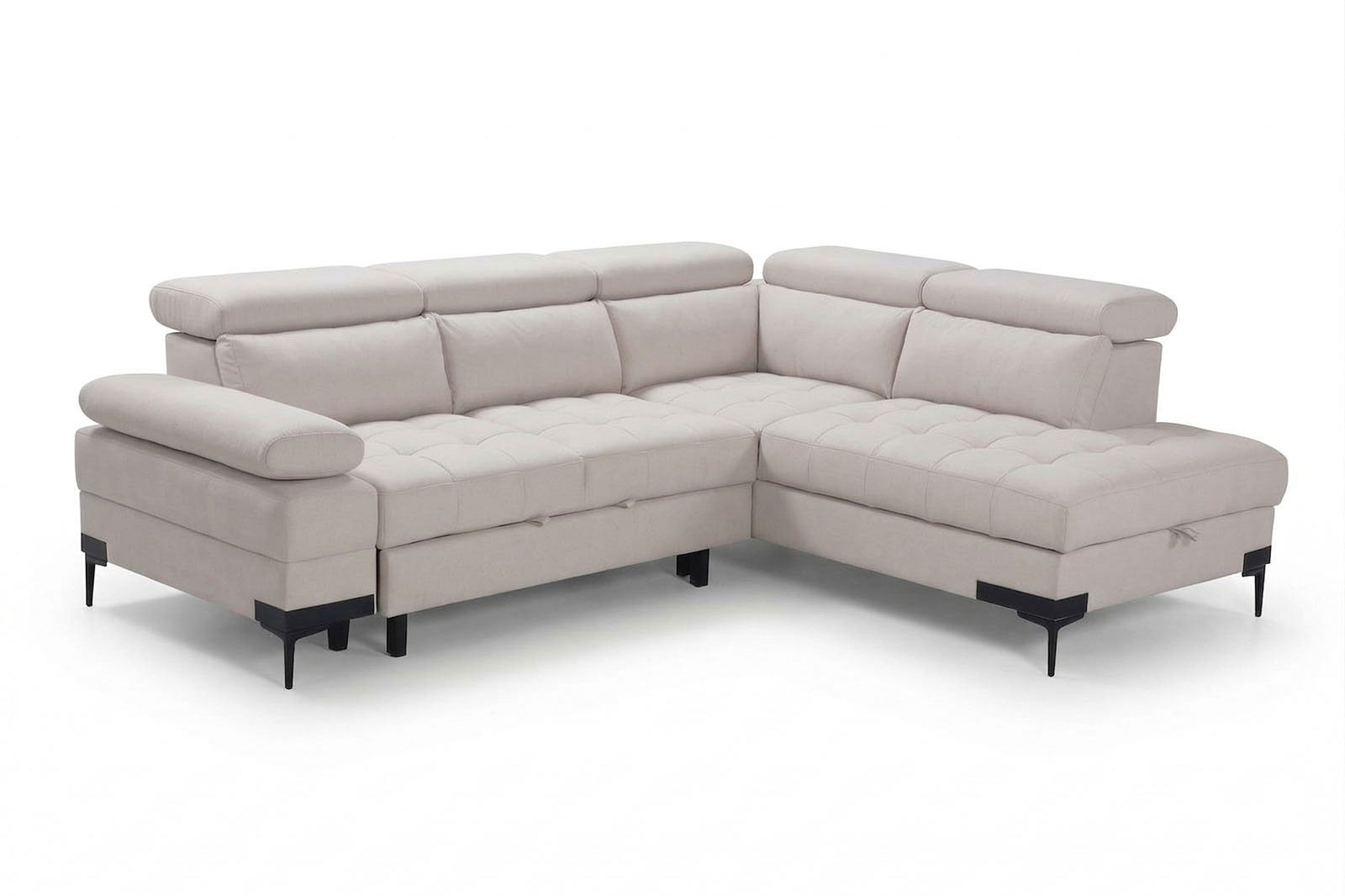 Cassia Corner Sofa Bed Beige Fabric - RHF - Dante Furniture