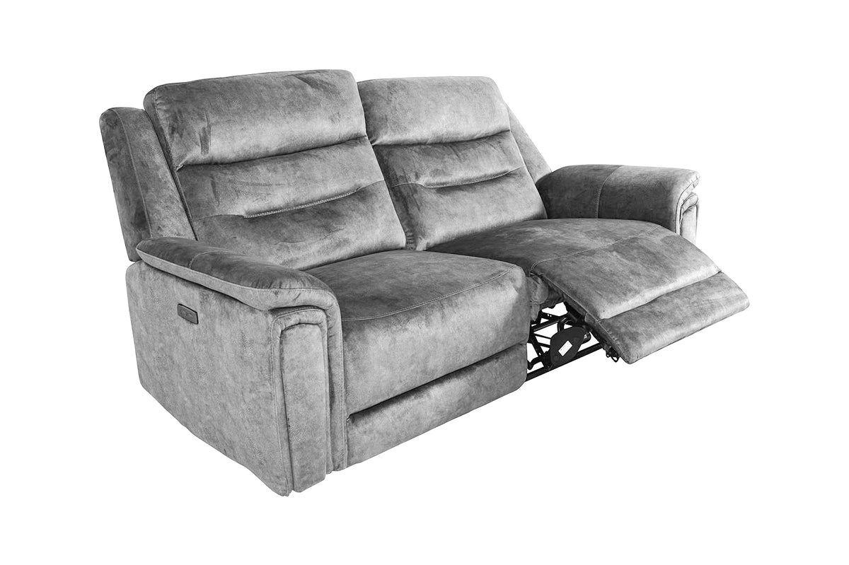 Berlin 3 Seater Power Recliner - Light Grey - Dante Furniture