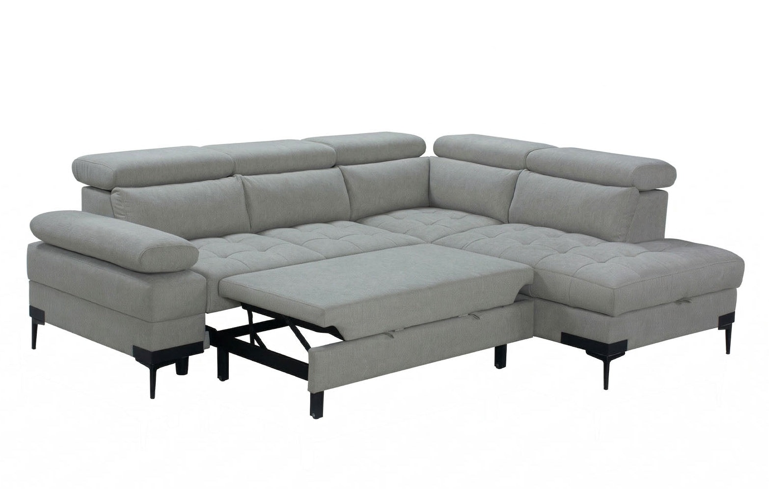 Cassia Corner Sofa Bed Grey Fabric - RHF - Dante Furniture