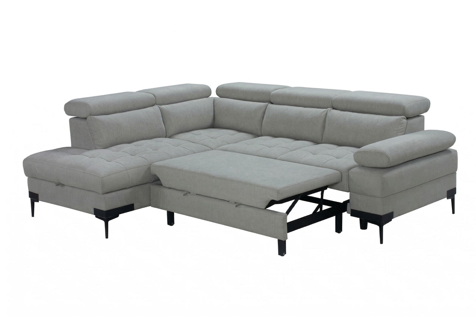 Cassia Corner Sofa Bed Grey Fabric - LHF - Dante Furniture