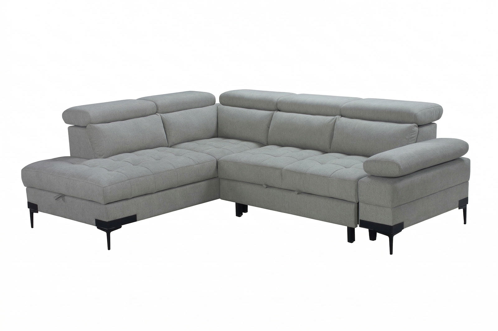 Cassia Corner Sofa Bed Grey Fabric - LHF - Dante Furniture