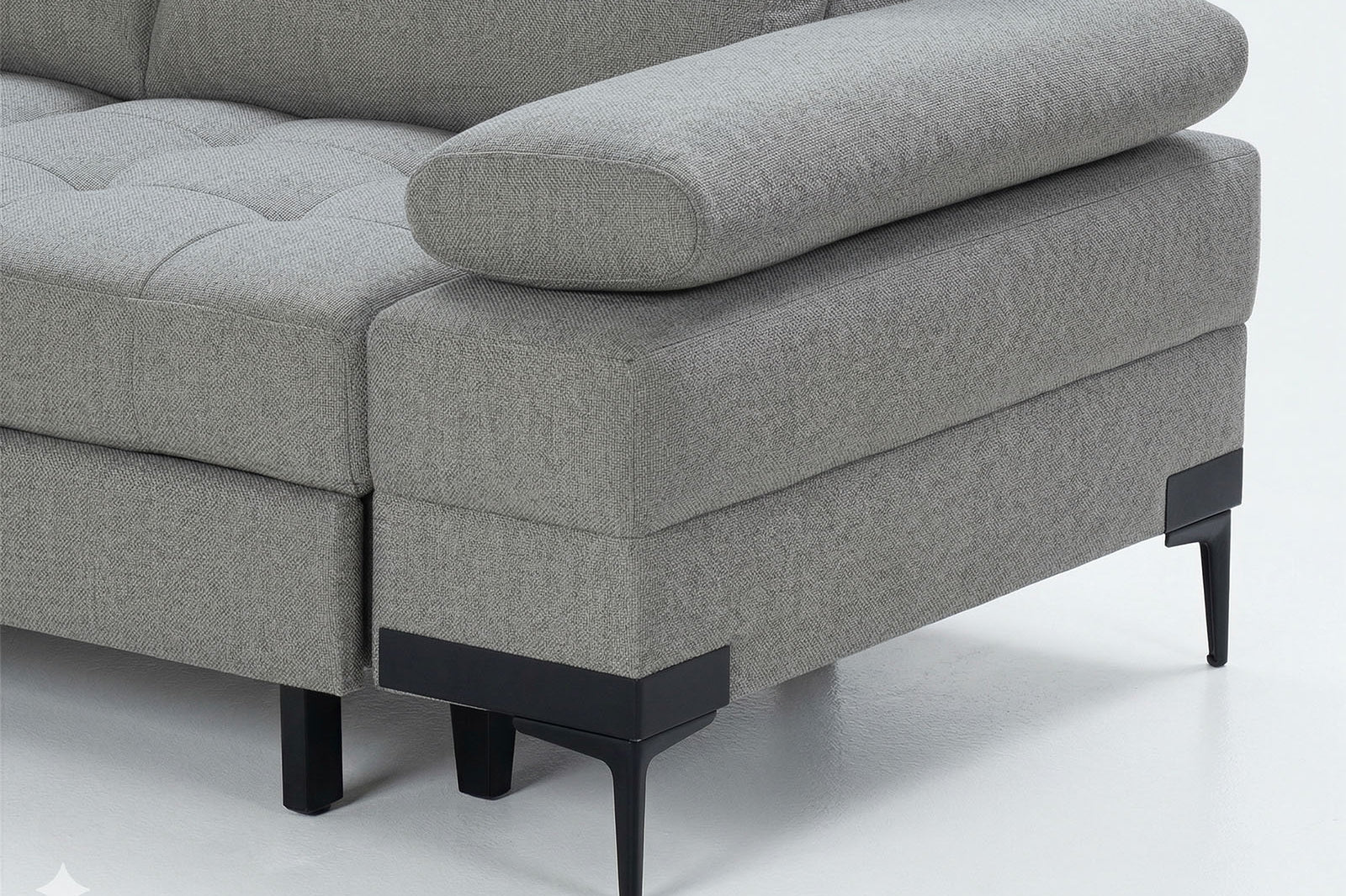 Cassia Corner Sofa Bed Grey Fabric - LHF - Dante Furniture
