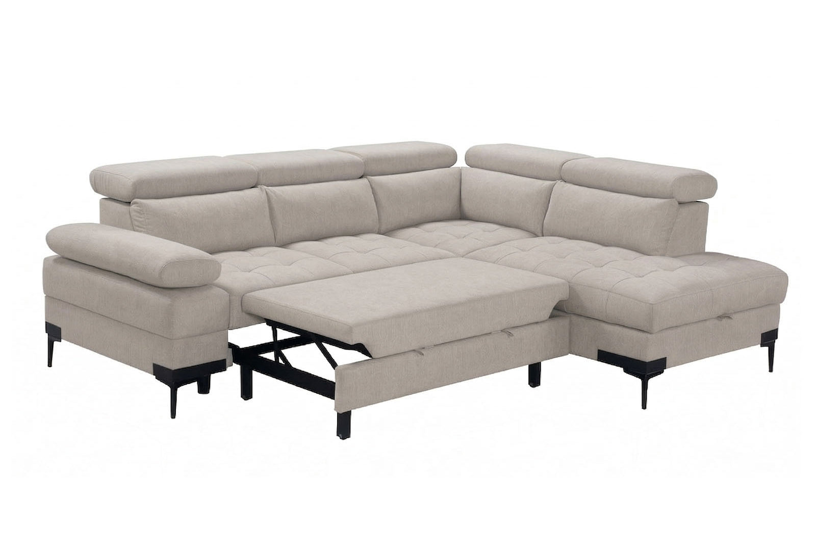 Cassia Corner Sofa Bed Beige Fabric - RHF - Dante Furniture