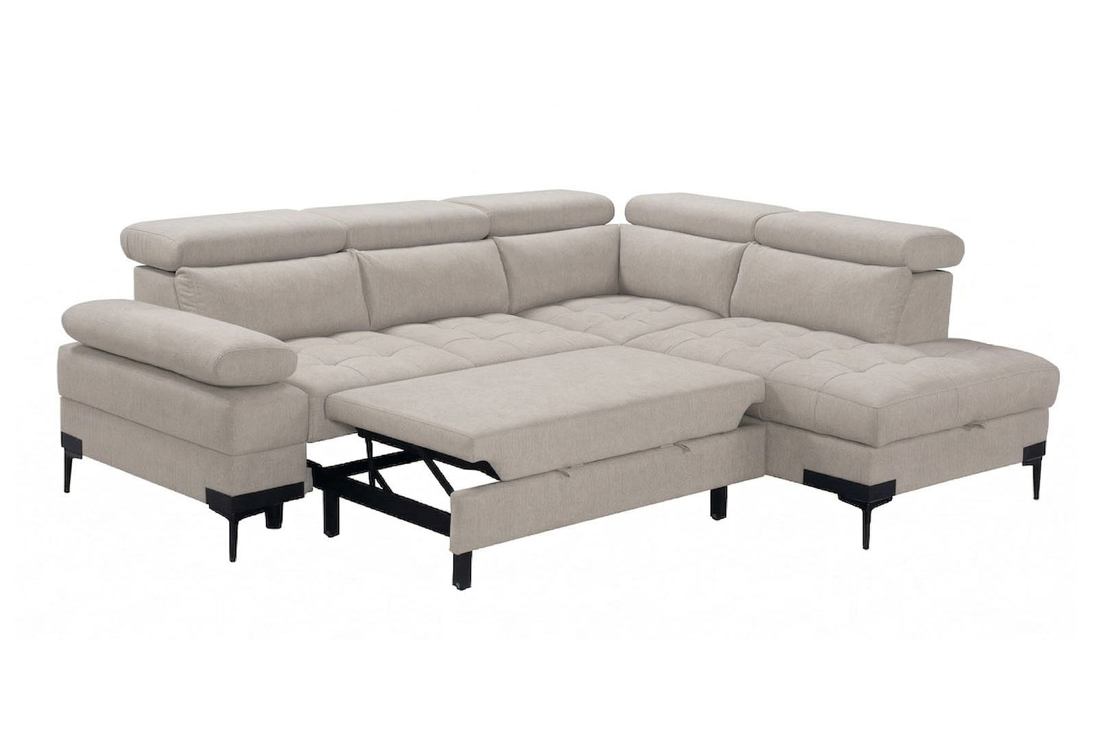 Cassia Corner Sofa Bed Beige Fabric - RHF - Dante Furniture