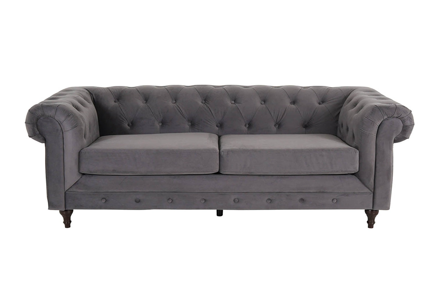 Chesterfield 3 Seater - Plush Grey - Dante Furniture