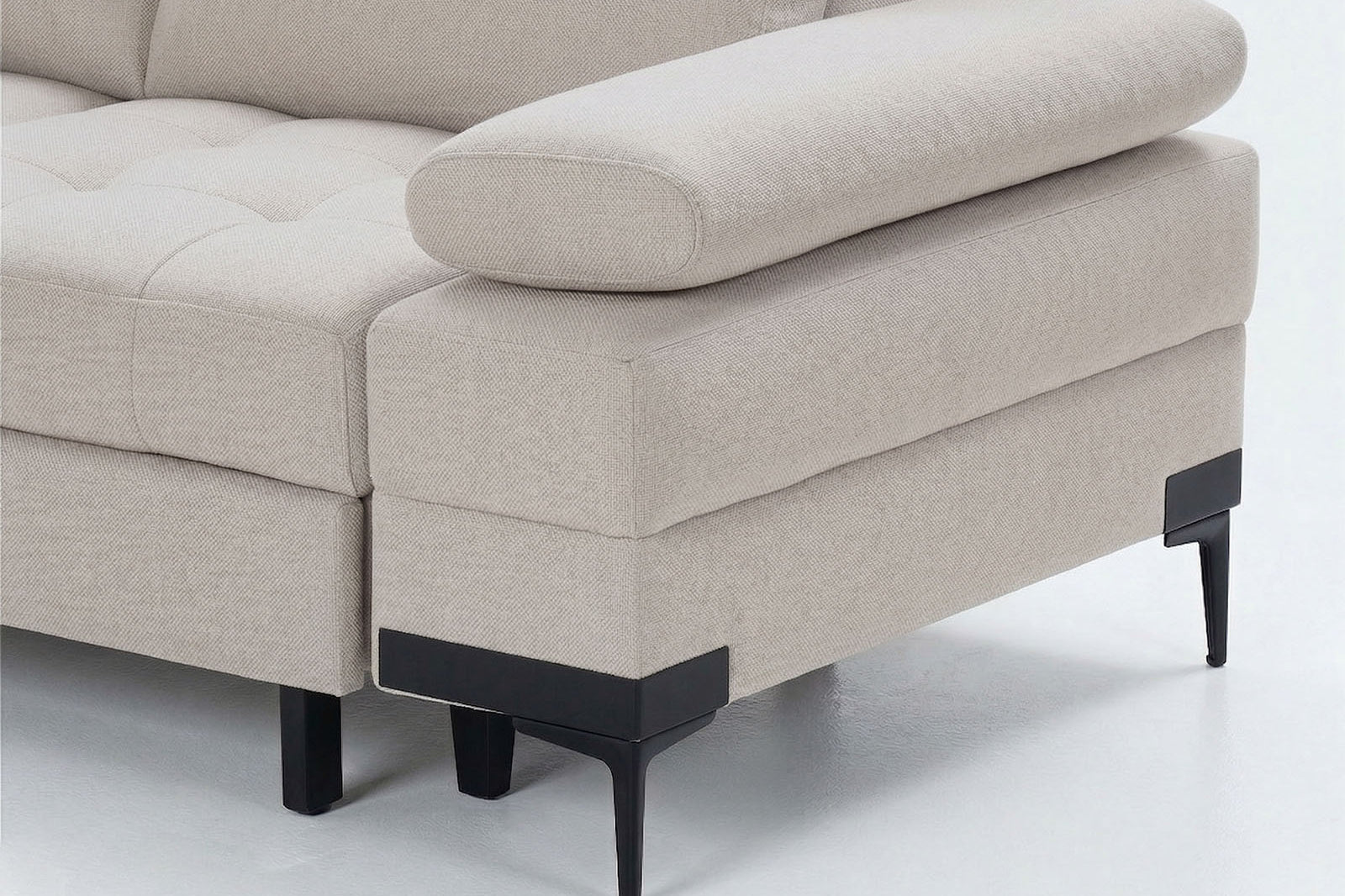 Cassia Corner Sofa Bed Beige Fabric - LHF - Dante Furniture